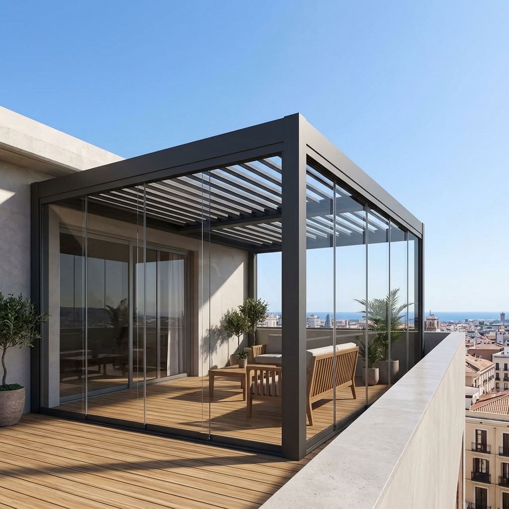 Pergola shading for a terrace or balcony