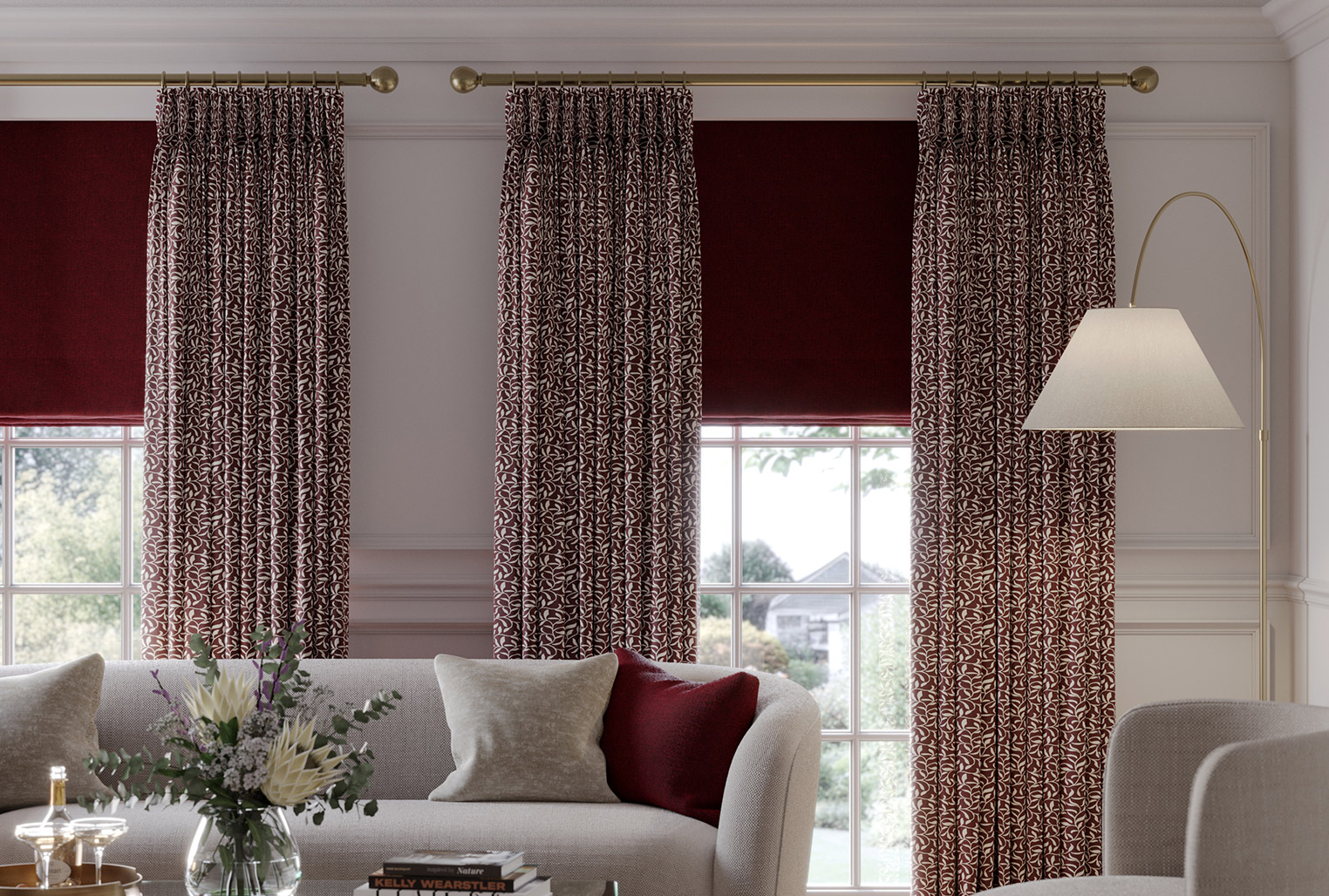 Elegant made-to-measure Roman blinds and curtains