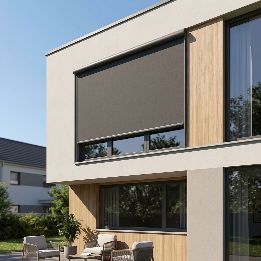 External roller blinds for difficult to reach windows