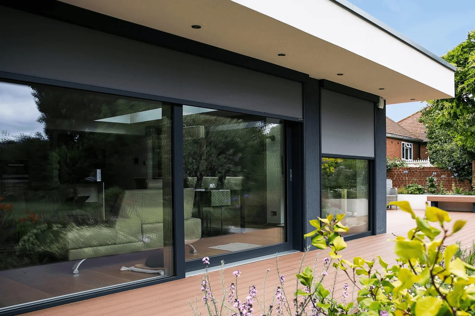 External roller blinds for solar control and modern windows